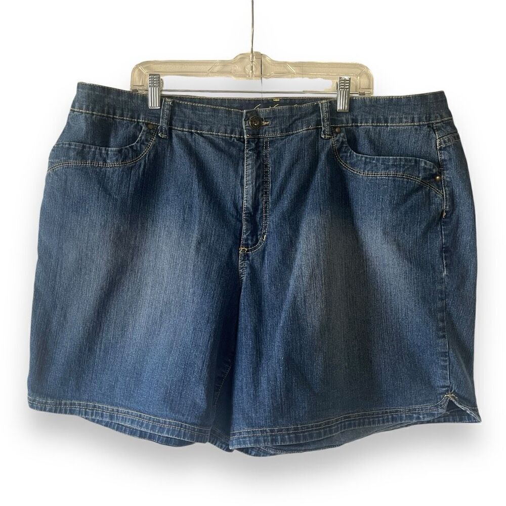 Gloria Vanderbilt Denim Medium Dark Wash Mom Shorts Blue‎ 24W Plus